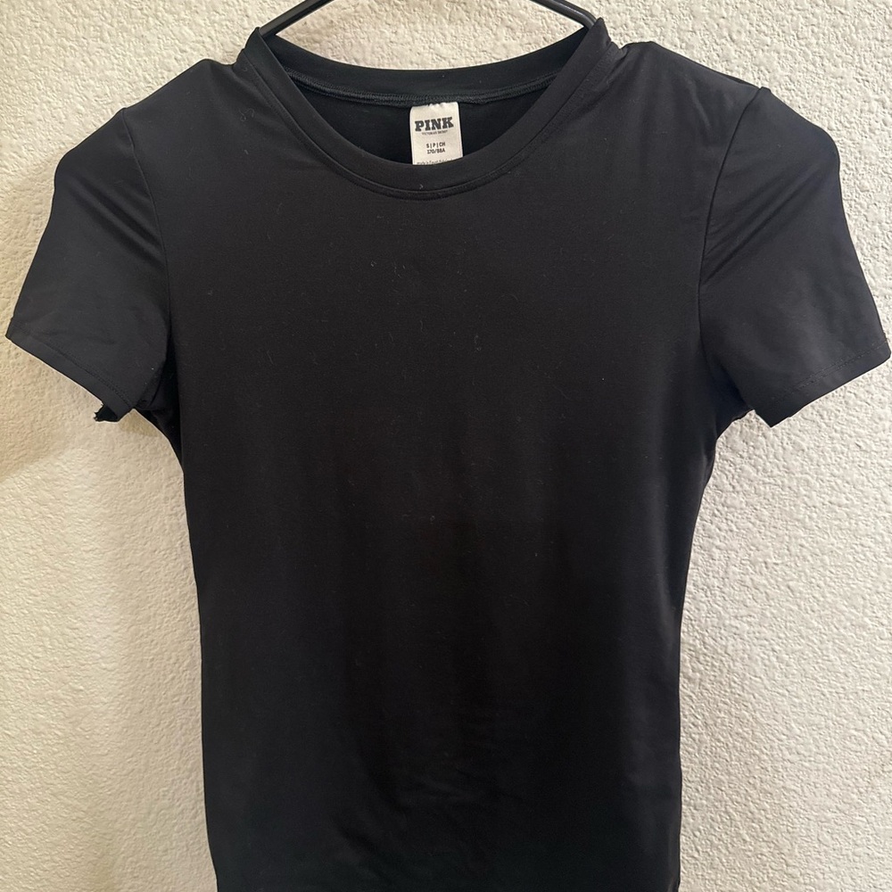PINK Black Crewneck Short Sleeve Tee